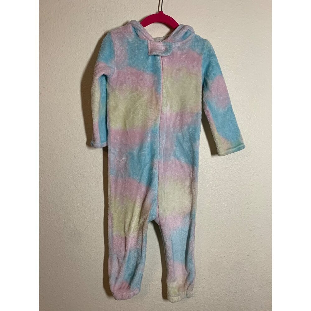 Bobbie Brooks Unicorn Pajamas Fleece Hooded Pastel Colorful Toddler Girl Size 3T